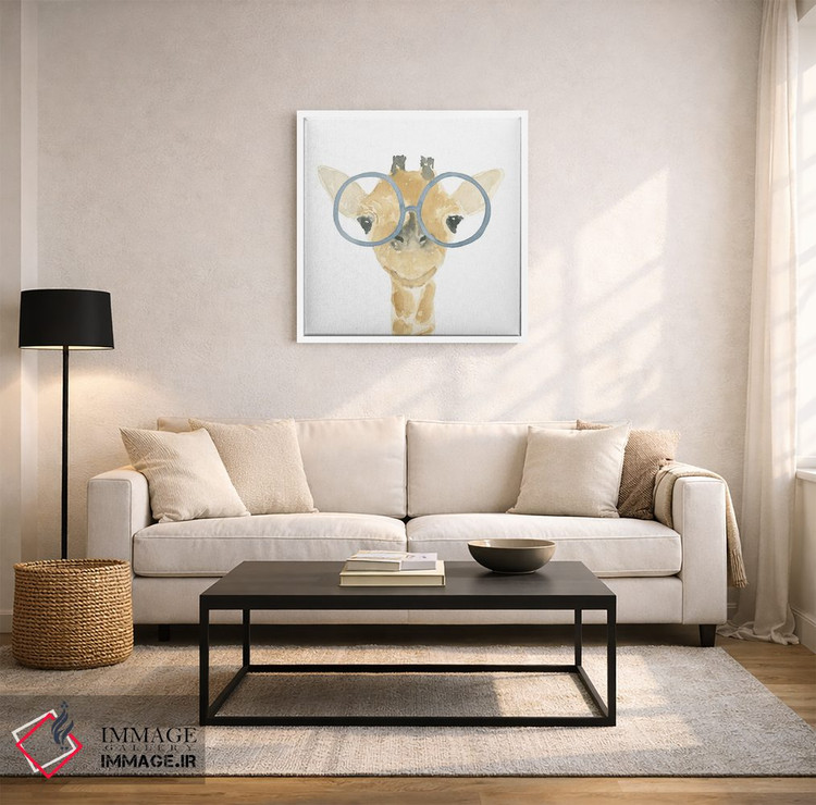 تابلو دکوراتیو زرافه با عینک اثر لوسیل پرایس - D3W