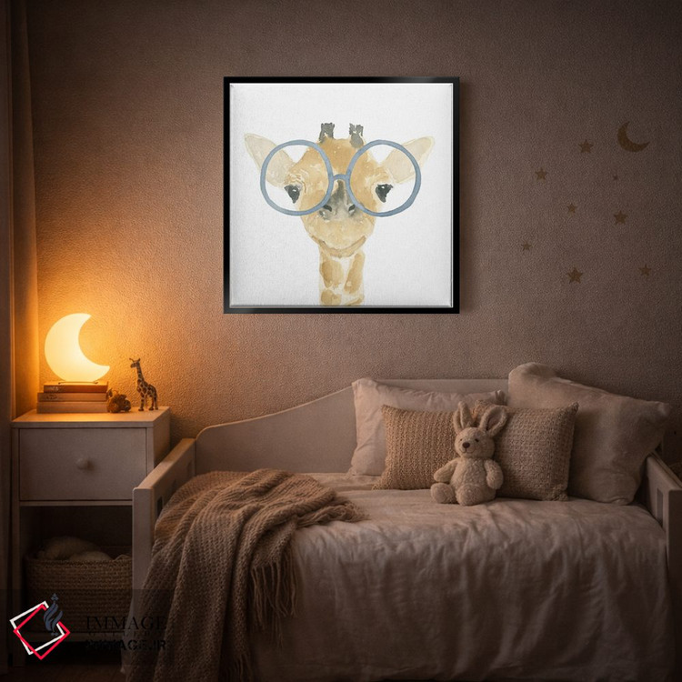 تابلو دکوراتیو زرافه با عینک اثر لوسیل پرایس - D6B