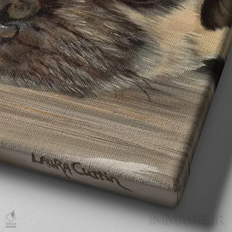 تابلو دکوراتیو پای زردآلو اثر لورا کرتین - نمای نزدیک بافت بوم