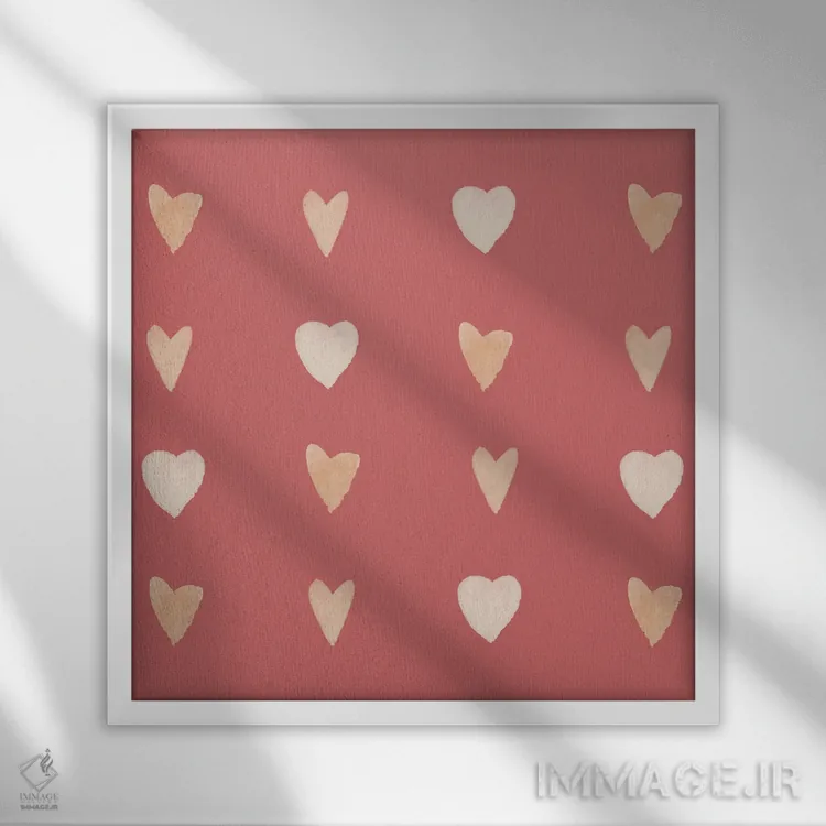 تابلو دکوراتیو قلب ها اثر لوسیل پرایس - نمای قابدار سفید