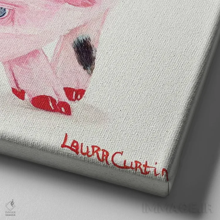 تابلو دکوراتیو خوک شقایقی اثر لورا کرتین - نمای نزدیک بافت بوم