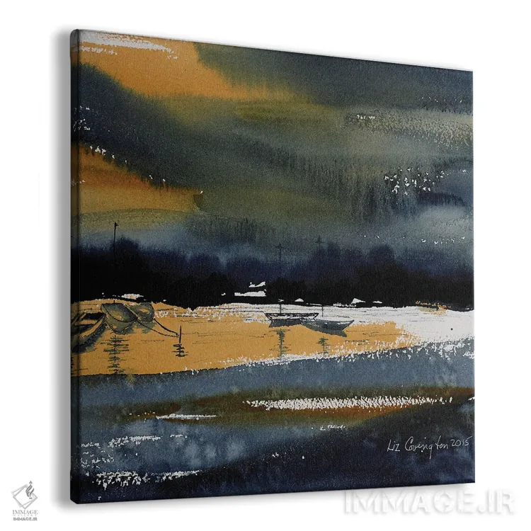 تابلو انتزاعی قایق های بندر اثر لیز کاوینگتون - نمای پرسپکتیو محصول