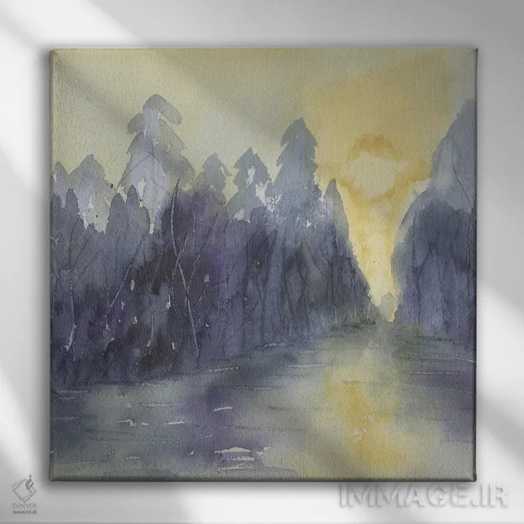 تابلو انتزاعی مه بنفش اثر لیز کاوینگتون - نمای روبهرو روی دیوار