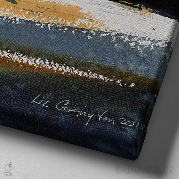 تابلو انتزاعی قایق های بندر اثر لیز کاوینگتون - نمای نزدیک بافت بوم