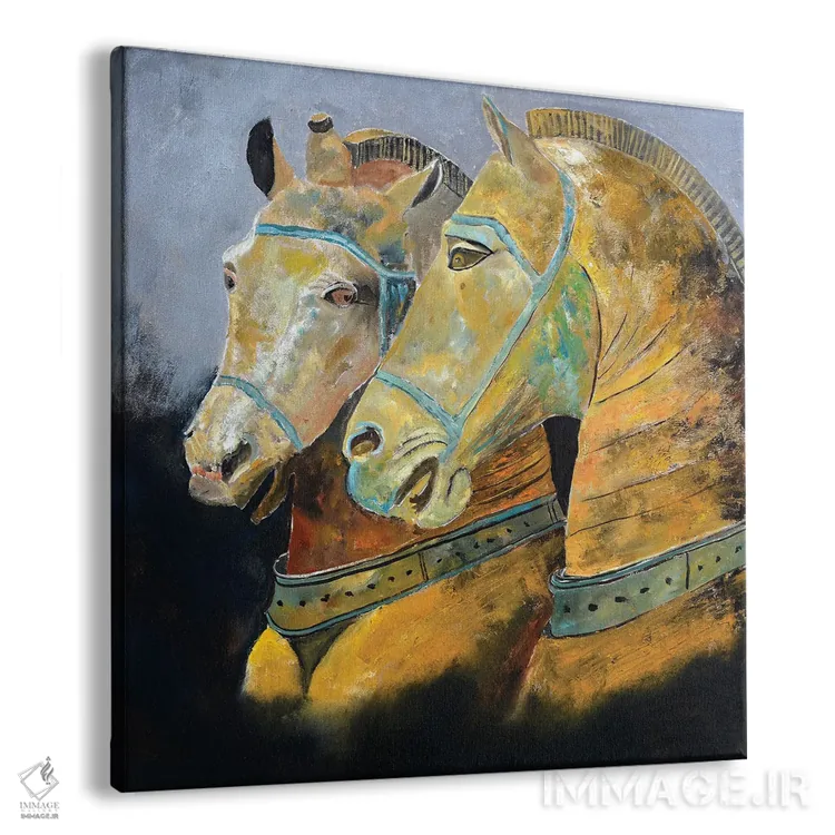تابلو دکوراتیو دو اسب اثر پل لدنت - نمای پرسپکتیو محصول