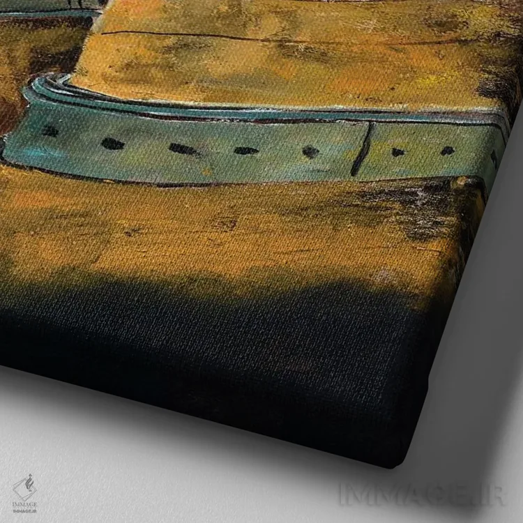 تابلو دکوراتیو دو اسب اثر پل لدنت - نمای نزدیک بافت بوم