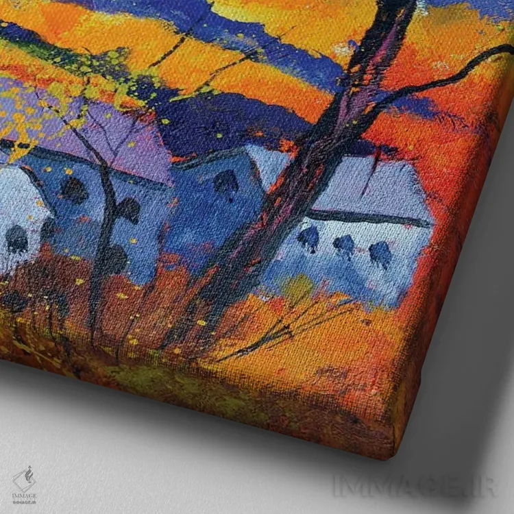 تابلو انتزاعی پاییز در اووری اثر پل لدنت - نمای نزدیک بافت بوم