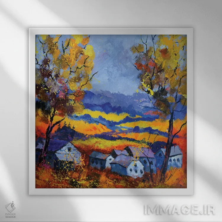 تابلو انتزاعی پاییز در اووری اثر پل لدنت - نمای قابدار سفید