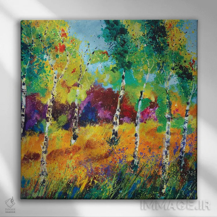 تابلو انتزاعی درختان صنوبر اثر پل لدنت - نمای روبهرو روی دیوار
