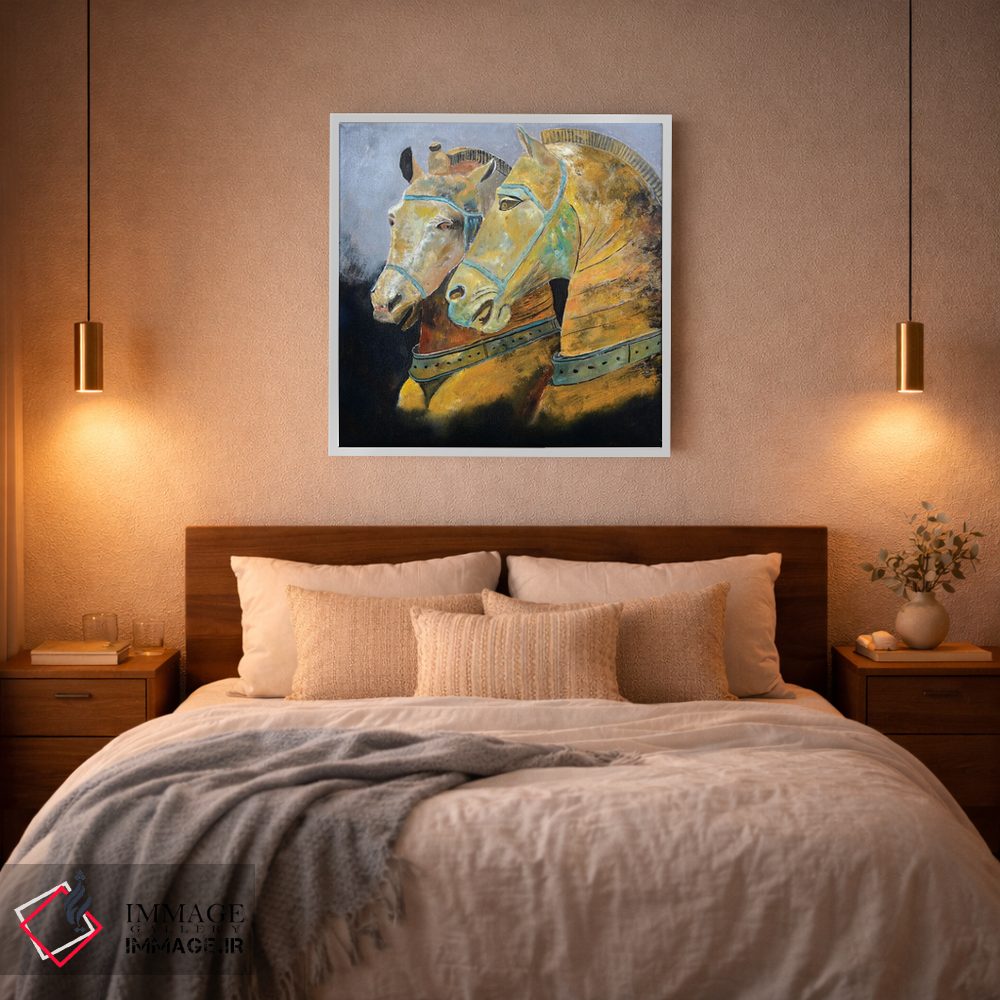 تابلو دکوراتیو دو اسب اثر پل لدنت - D3W