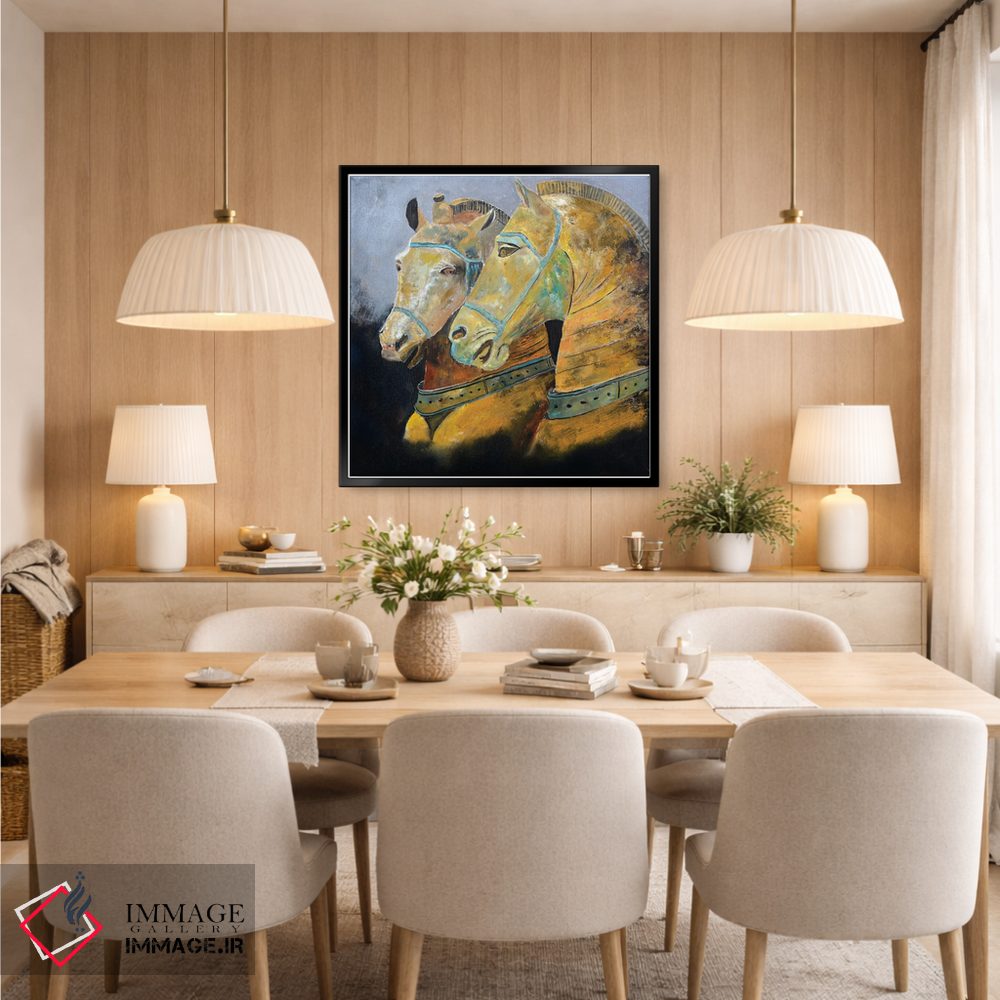 تابلو دکوراتیو دو اسب اثر پل لدنت - D4B