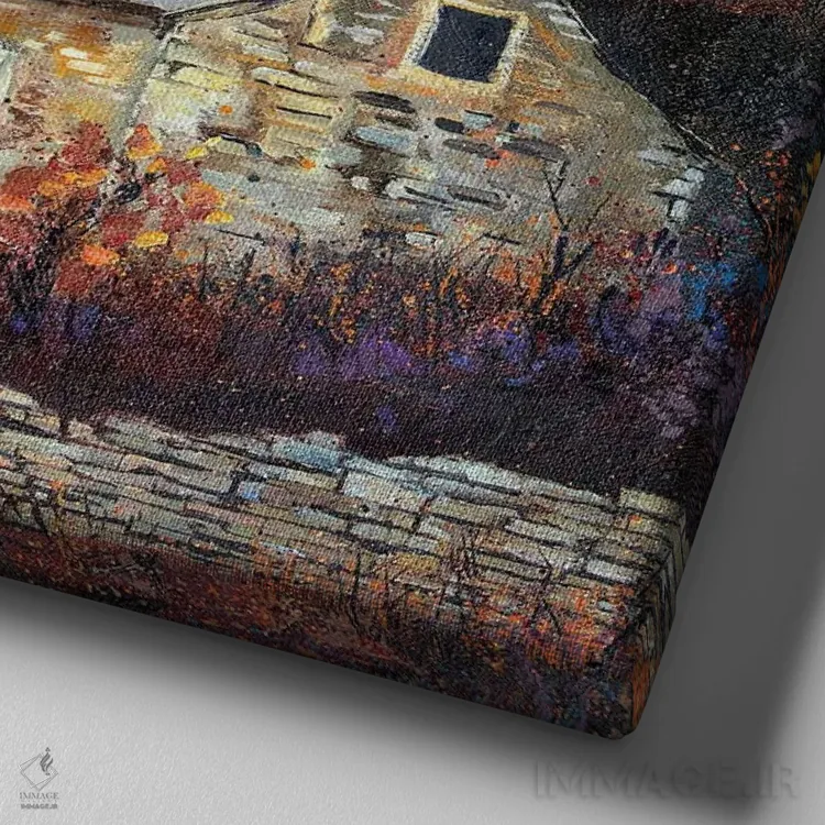 تابلو انتزاعی خانه روستایی قدیمی اثر پل لدنت - نمای نزدیک بافت بوم