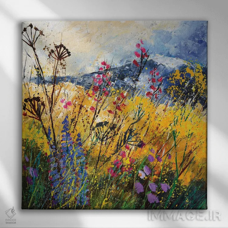 تابلو انتزاعی گل های وحشی اثر پل لدنت - نمای روبهرو روی دیوار