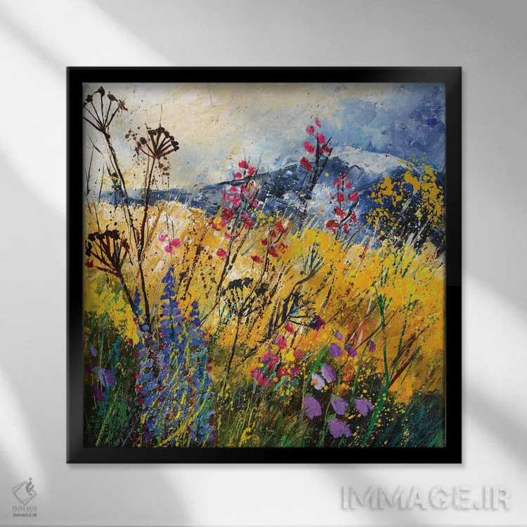 تابلو انتزاعی گل های وحشی اثر پل لدنت - نمای قابدار مشکی