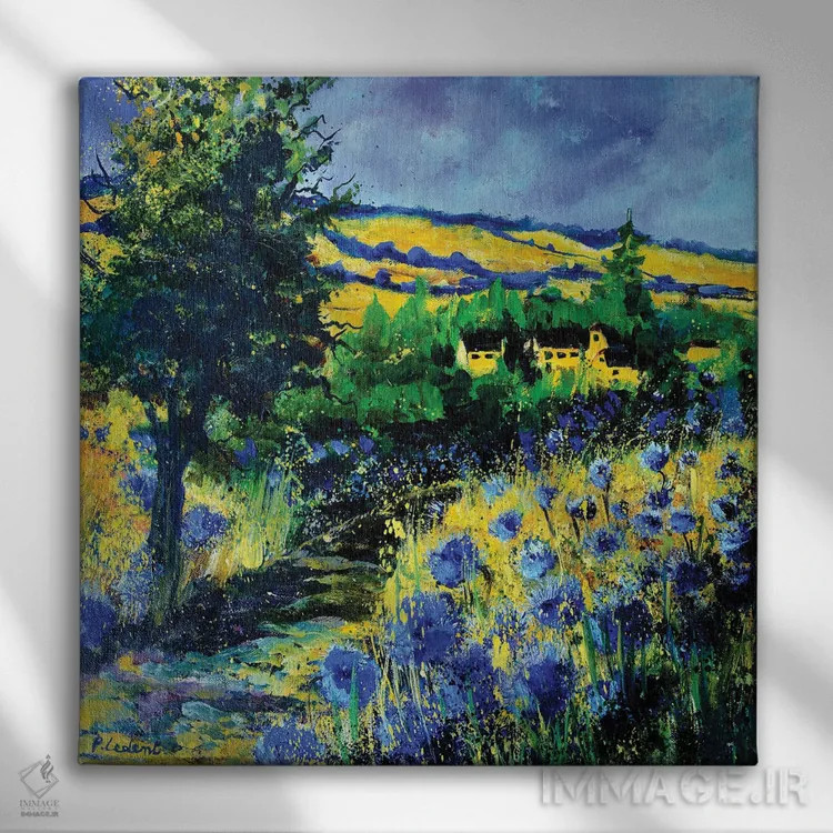 تابلو انتزاعی مسیر آبی اثر پل لدنت - نمای روبهرو روی دیوار