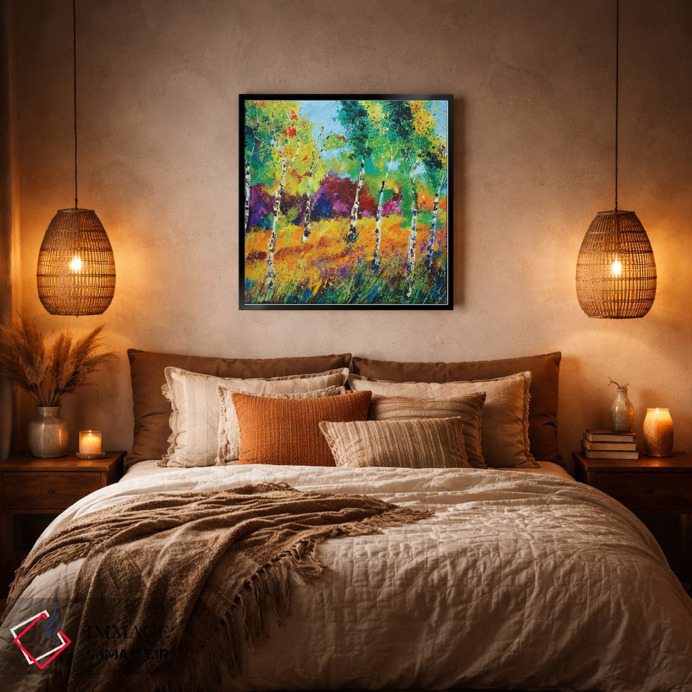 تابلو انتزاعی درختان صنوبر اثر پل لدنت - D5B