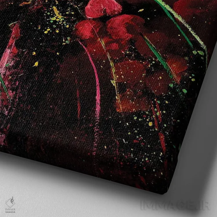 تابلو دکوراتیو طبیعت بی جان صورتی اثر پل لدنت - نمای نزدیک بافت بوم