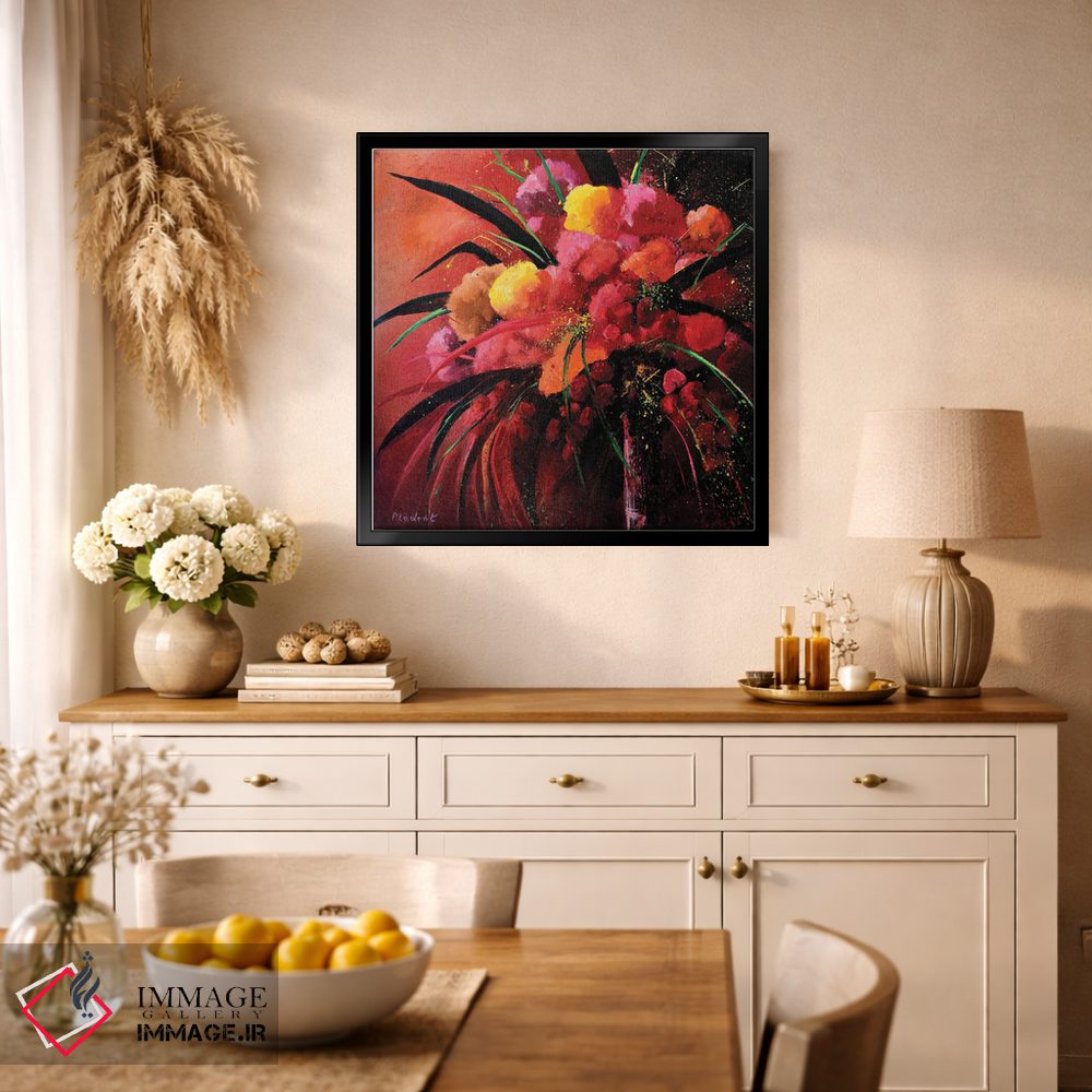 تابلو دکوراتیو طبیعت بی جان صورتی اثر پل لدنت - D1B