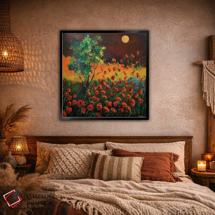 تابلو انتزاعی شقایق های قرمز در مهتاب اثر پل لدنت - D2B