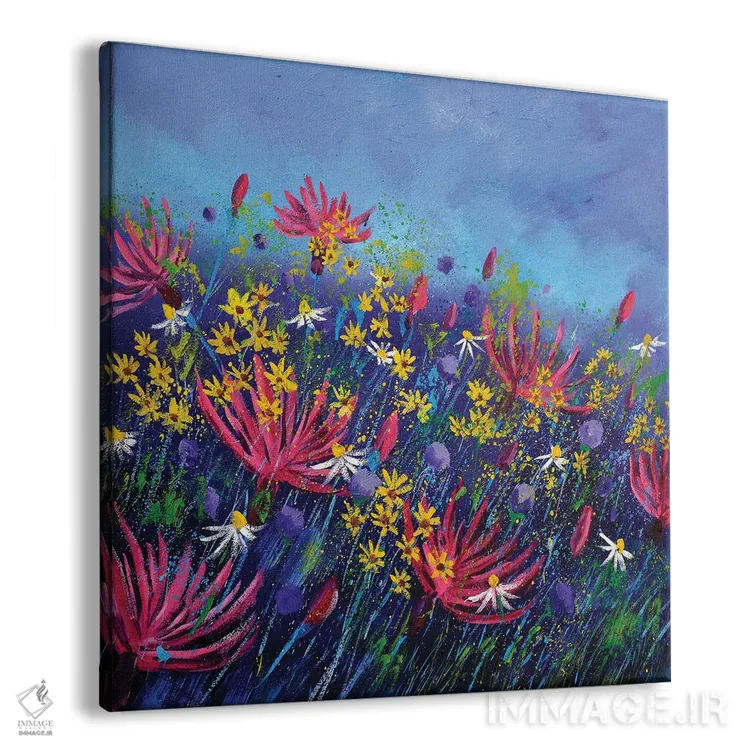 تابلو انتزاعی گل های گندم نمای صورتی اثر پل لدنت - نمای پرسپکتیو محصول