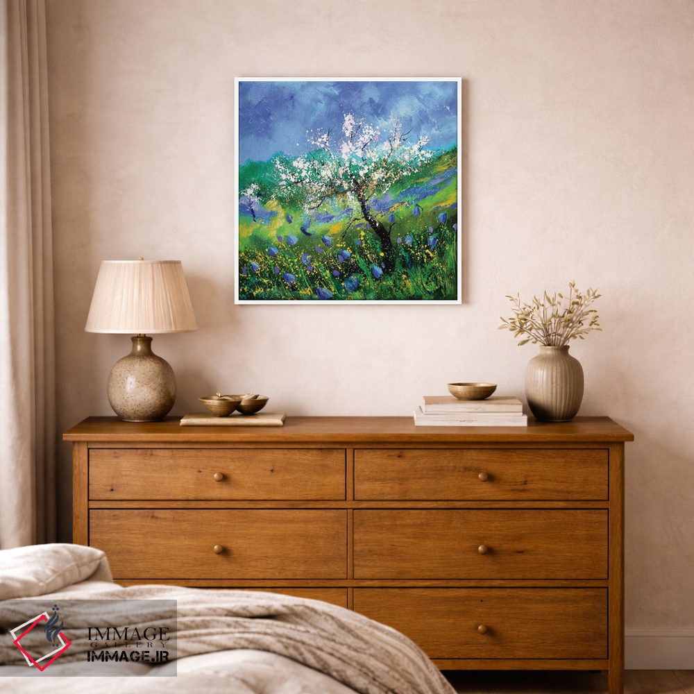 تابلو انتزاعی درخت سیب شکوفا اثر پل لدنت - D1W