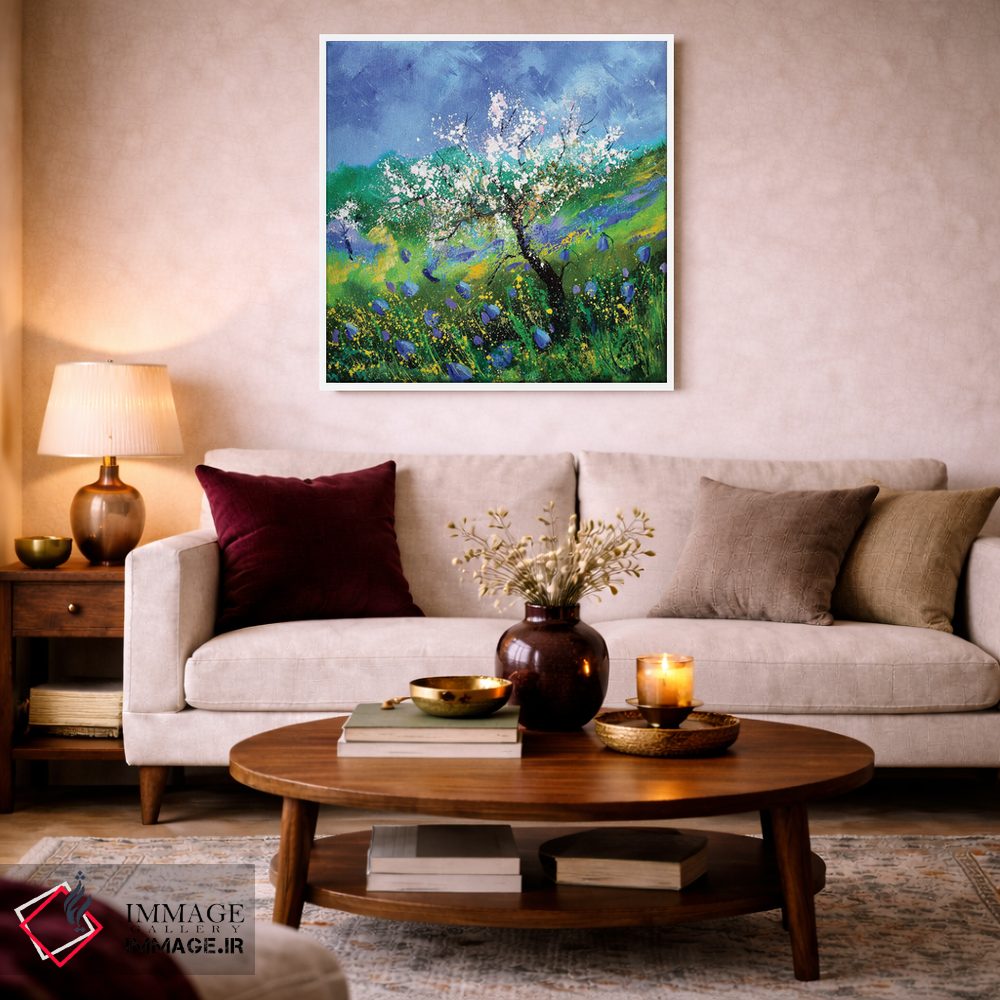 تابلو انتزاعی درخت سیب شکوفا اثر پل لدنت - D3W