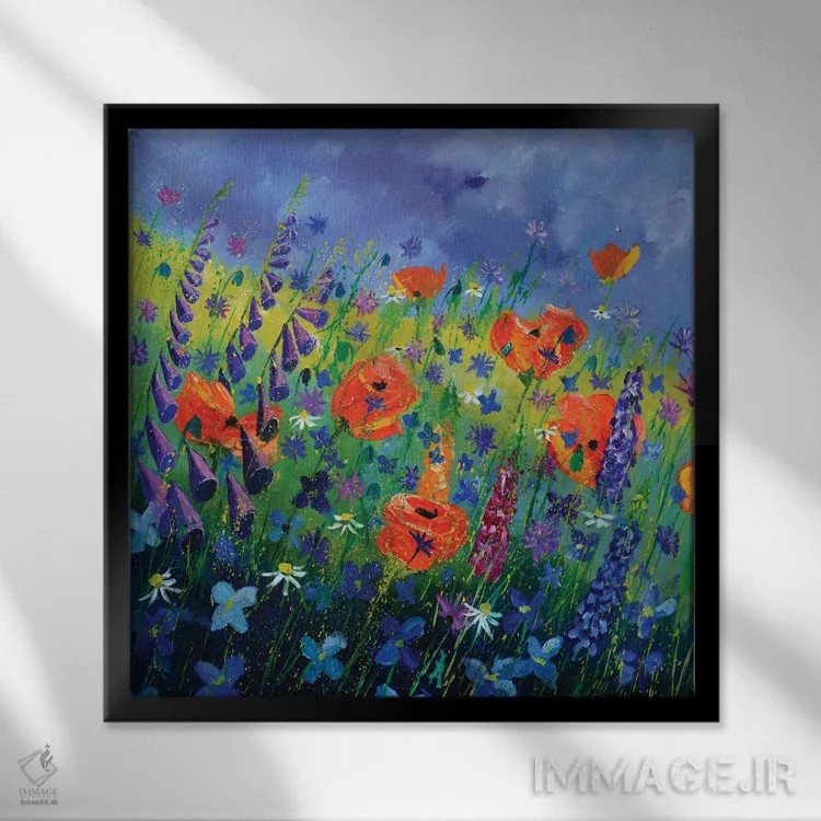 تابلو انتزاعی گل های باغچه اثر پل لدنت - نمای قابدار مشکی