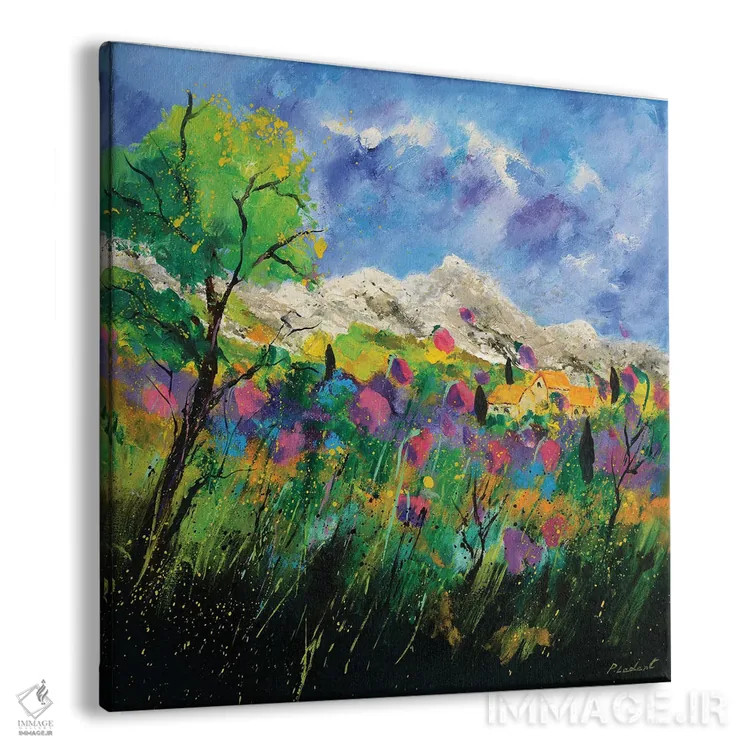 تابلو انتزاعی پروانس صورتی اثر پل لدنت - نمای پرسپکتیو محصول