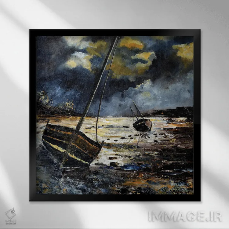 تابلو انتزاعی منظره دریا ۷۸ اثر پل لدنت - نمای قابدار مشکی