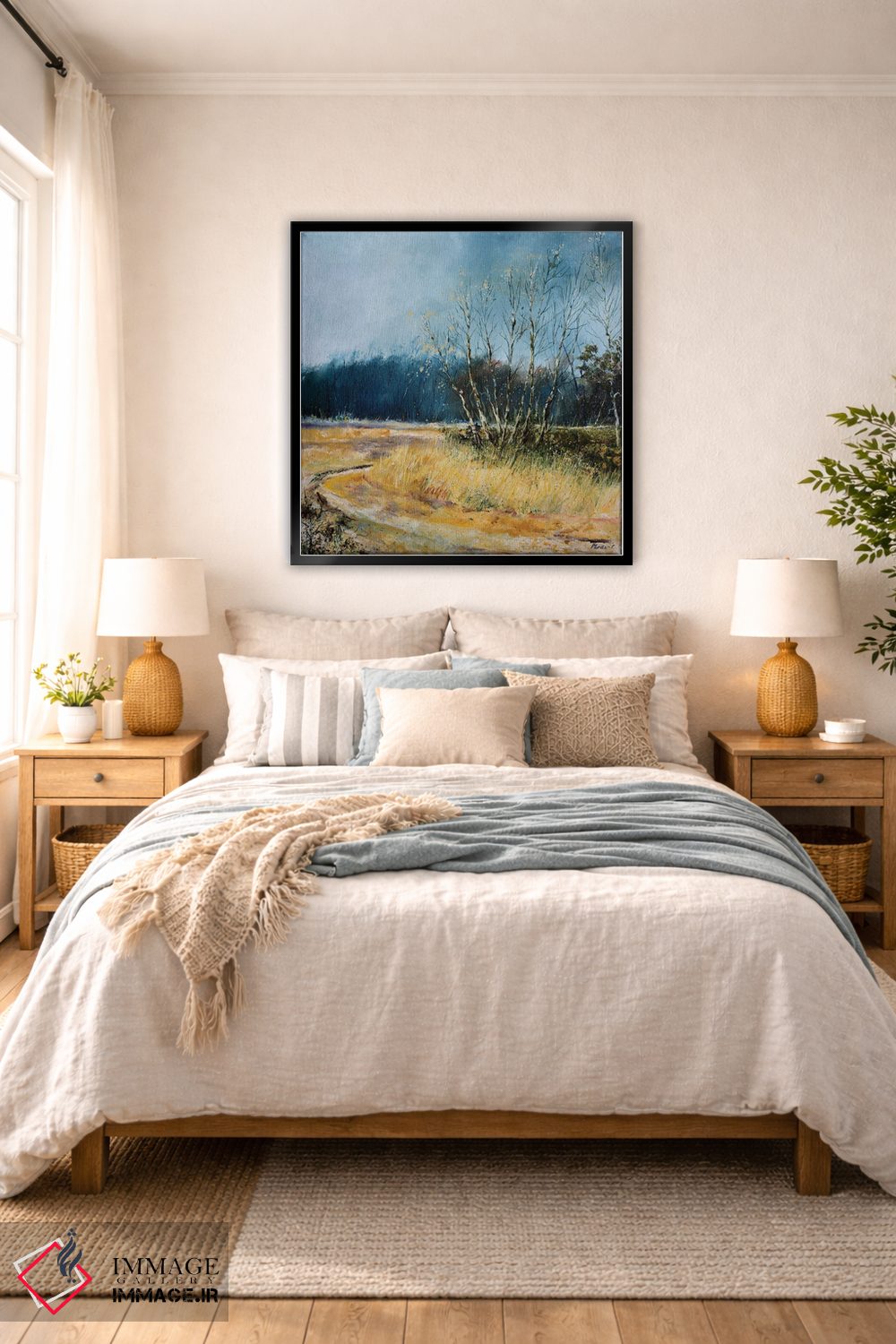 تابلو دکوراتیو چند درخت صنوبر در زمستان اثر پل لدنت - D6B