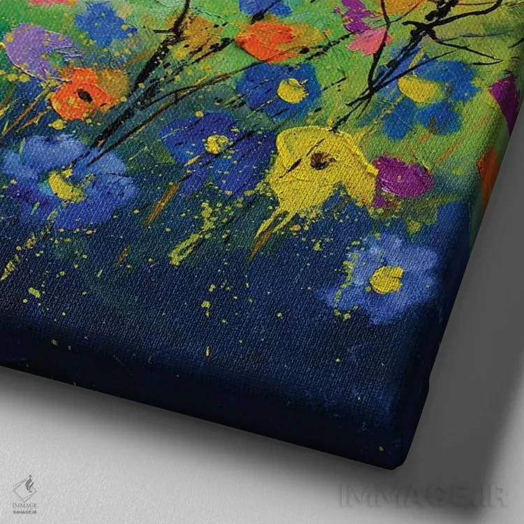 تابلو انتزاعی تابستانی پس از کووید اثر پل لدنت - نمای نزدیک بافت بوم