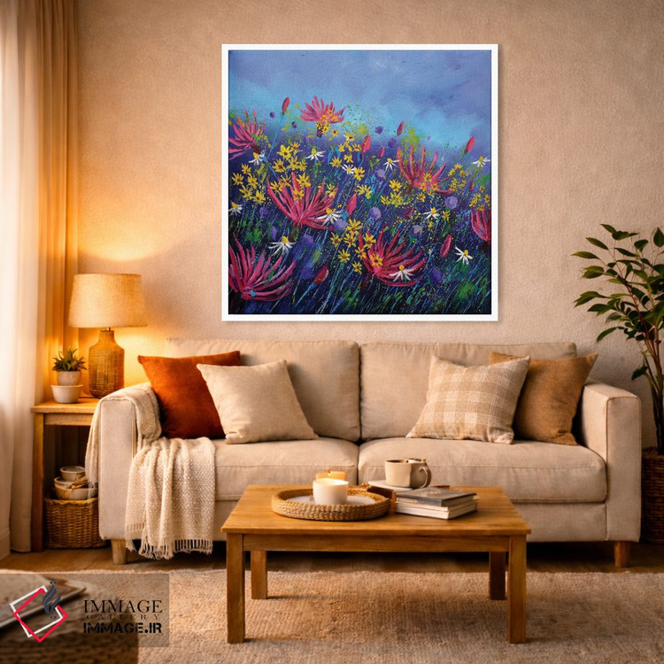 تابلو انتزاعی گل های گندم نمای صورتی اثر پل لدنت - D2W