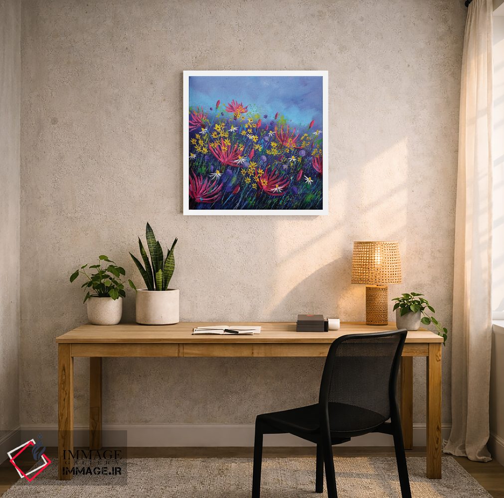 تابلو انتزاعی گل های گندم نمای صورتی اثر پل لدنت - D5W