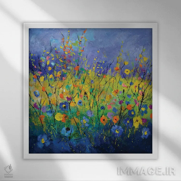 تابلو انتزاعی تابستانی پس از کووید اثر پل لدنت - نمای قابدار سفید