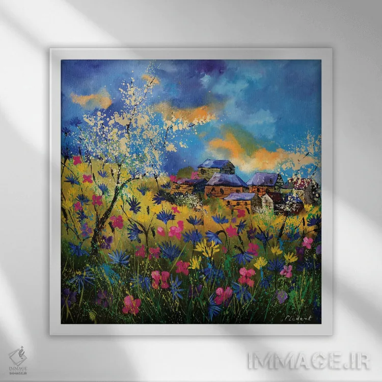 تابلو انتزاعی تابستان اثر پل لدنت - نمای قابدار سفید