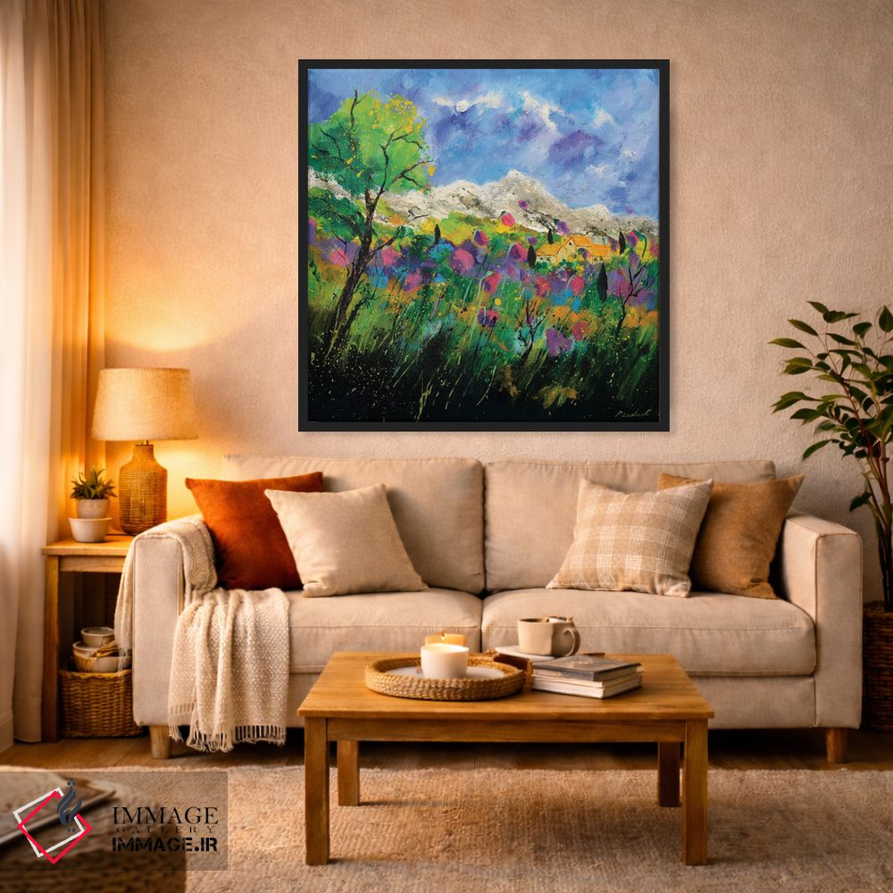 تابلو انتزاعی پروانس صورتی اثر پل لدنت - D4B