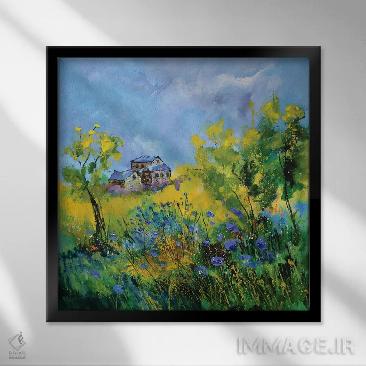 تابلو دکوراتیو گل های گندم نما ۲۰۲۱ اثر پل لدنت - نمای قابدار مشکی