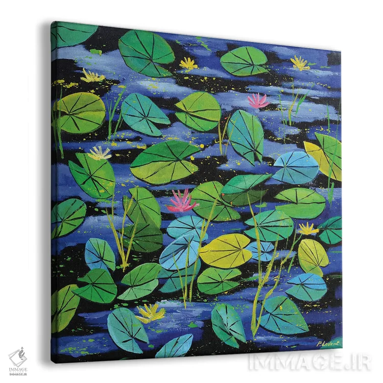 تابلو دکوراتیو نیلوفرهای آبی اثر پل لدنت - نمای پرسپکتیو محصول