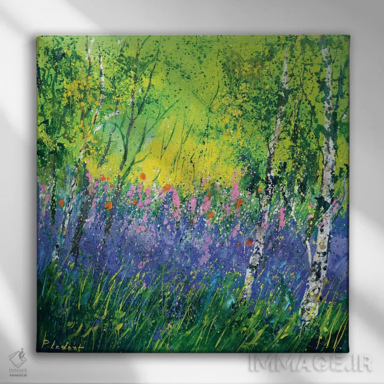 تابلو انتزاعی گل انگشتانه اثر پل لدنت - نمای روبهرو روی دیوار