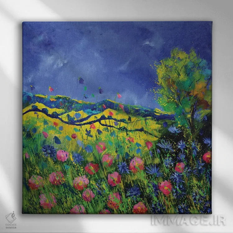 تابلو انتزاعی گل های وحشی دشتی اثر پل لدنت - نمای روبهرو روی دیوار
