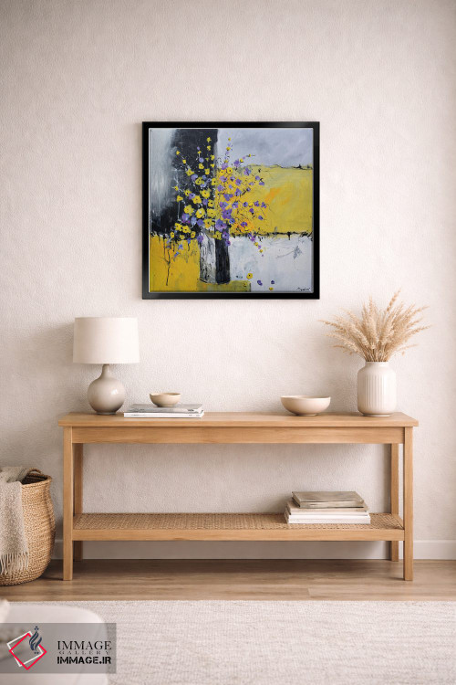 تابلو دکوراتیو طبیعت بی جان زرد و بنفش اثر پل لدنت - D3B