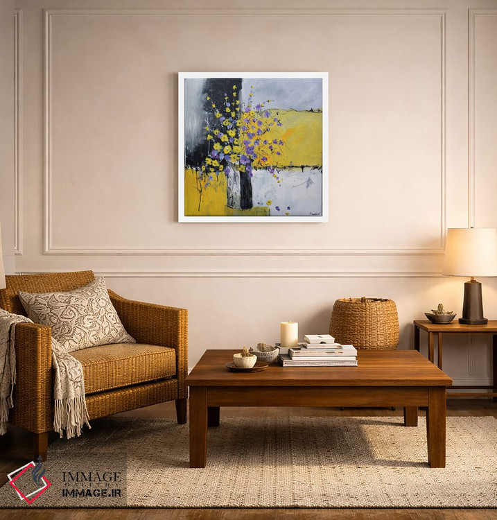 تابلو دکوراتیو طبیعت بی جان زرد و بنفش اثر پل لدنت - D4W
