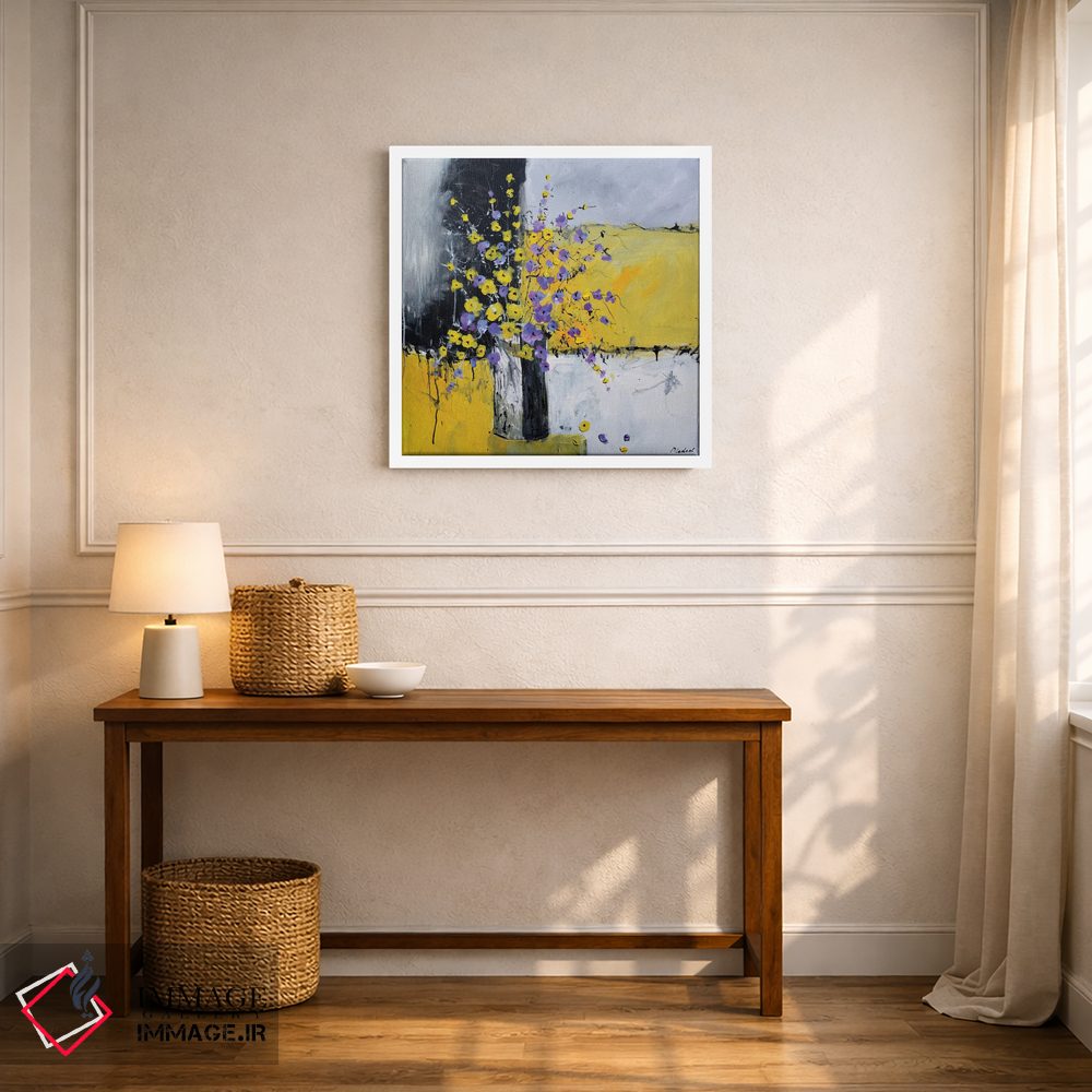 تابلو دکوراتیو طبیعت بی جان زرد و بنفش اثر پل لدنت - D5W
