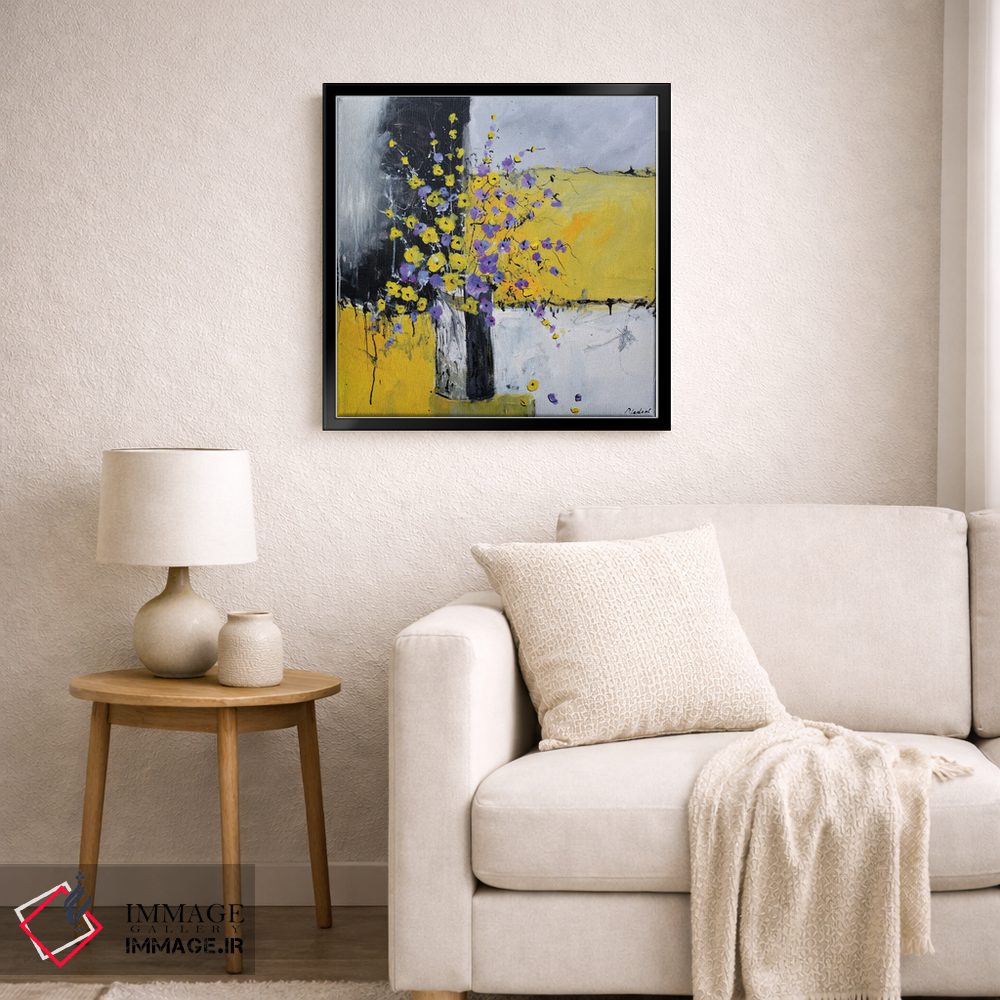 تابلو دکوراتیو طبیعت بی جان زرد و بنفش اثر پل لدنت - D6B