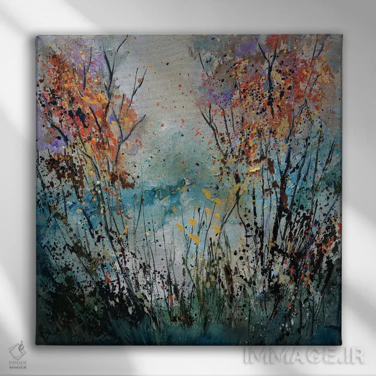 تابلو انتزاعی صبح مه آلود زمستانی اثر پل لدنت - نمای روبهرو روی دیوار