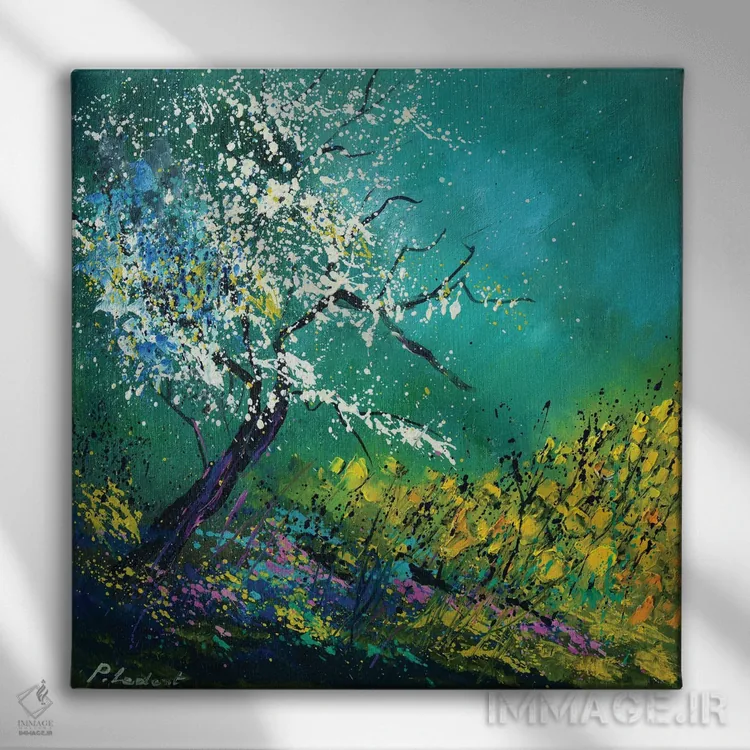 تابلو انتزاعی بهاری پر از امید اثر پل لدنت - نمای روبهرو روی دیوار