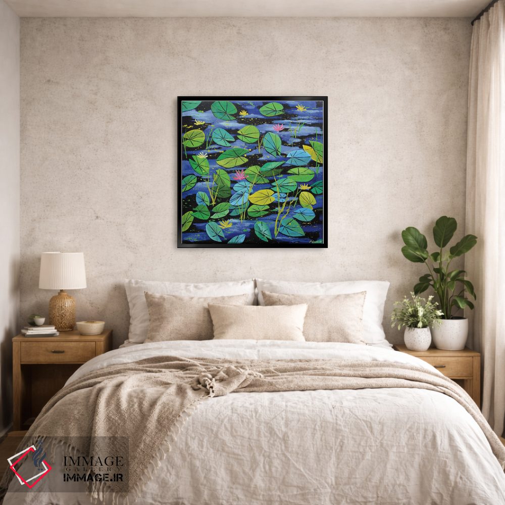 تابلو دکوراتیو نیلوفرهای آبی اثر پل لدنت - D4B
