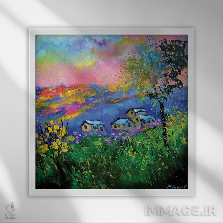 تابلو دکوراتیو روستایی در سرزمین عجایب اثر پل لدنت - نمای قابدار سفید