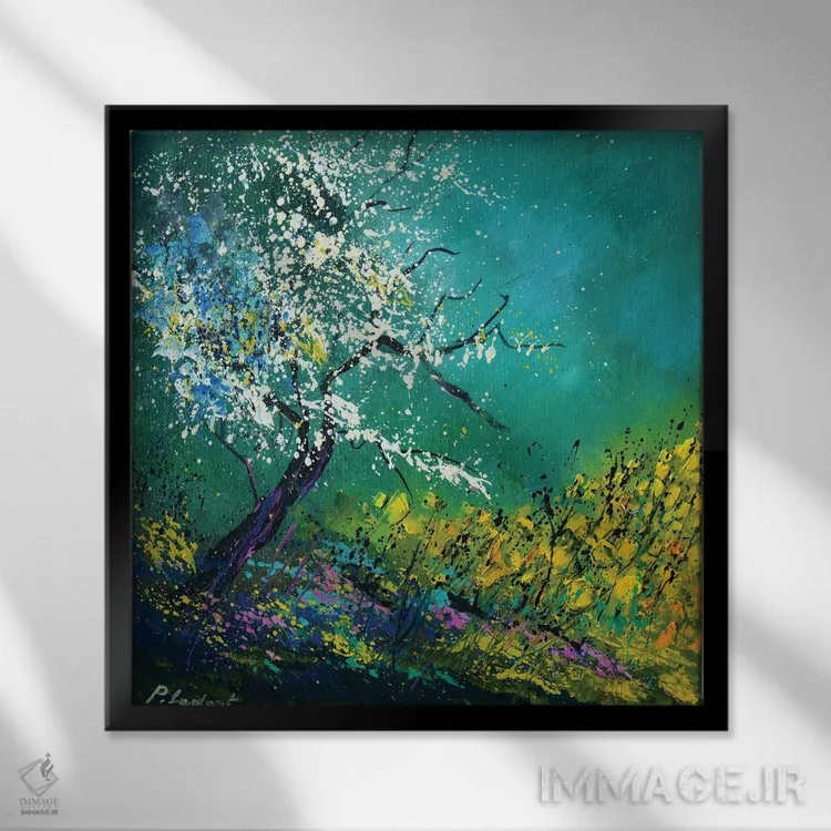 تابلو انتزاعی بهاری پر از امید اثر پل لدنت - نمای قابدار مشکی
