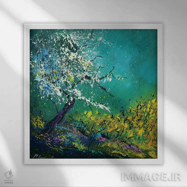 تابلو انتزاعی بهاری پر از امید اثر پل لدنت - نمای قابدار سفید